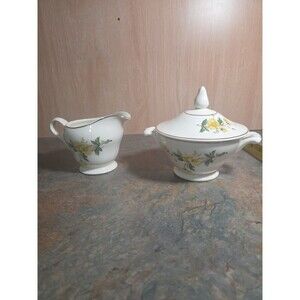 vintage Edwin M. Knowles "Buttercup" china creamer and lidded sugar bowl set